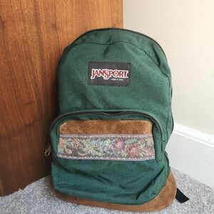 Vintage 90's Jansport Leather Suede Bottom Backpack (1992)